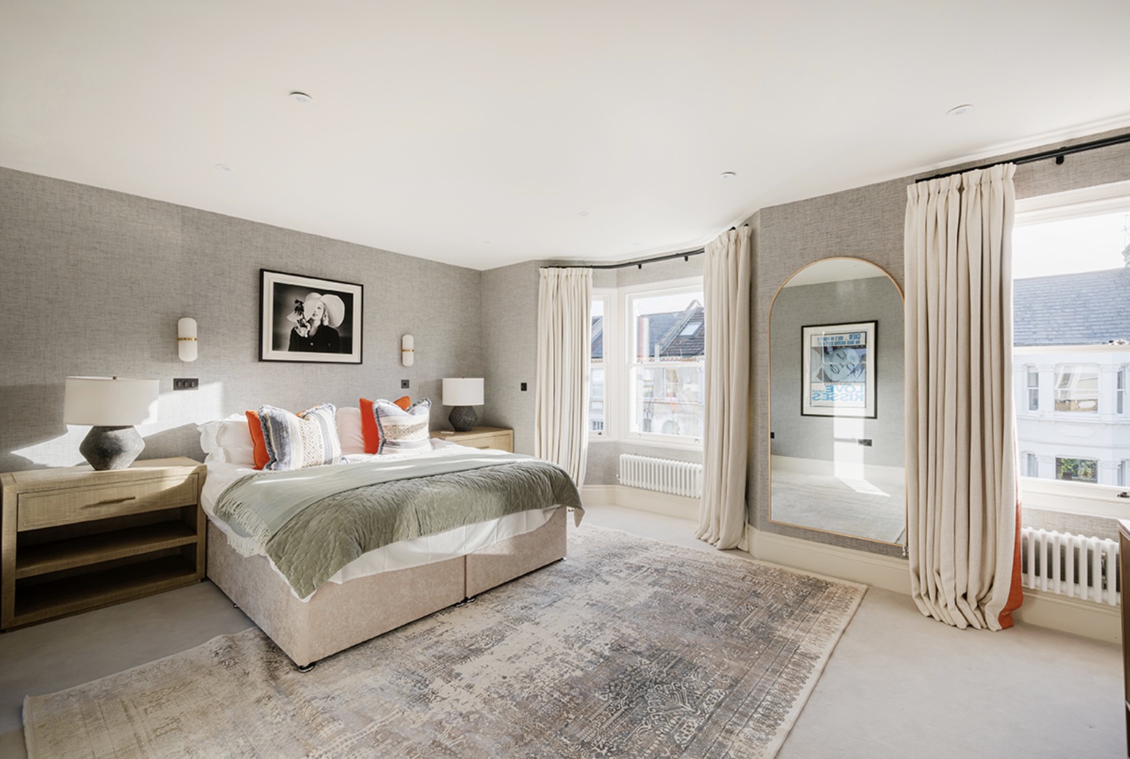 Achilles Road bright master bedroom with bespoke fitted furniture